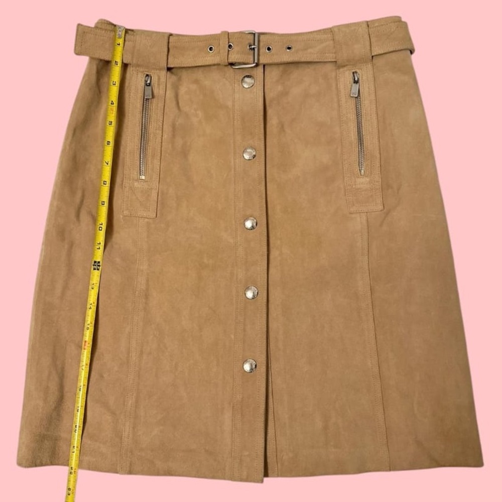 MICHAEL KORS Leather Skirt Knee Length in Cream | Size: 10 - Picture 7 of 16